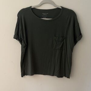 American Eagle Outfitters Women's Olive Short Sleeve Tee